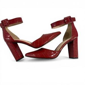 Michael By Michael Shannon Romina Shoes Red ,Ankle Strap, Croc, Size 11